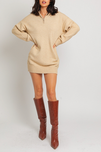 Quarter Zip Mini Sweater Dress