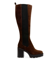 Load image into Gallery viewer, Square Toe Suede Knee High Bootie