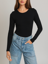 Load image into Gallery viewer, Long Sleeve Round Neck Ribbed Bodysuit