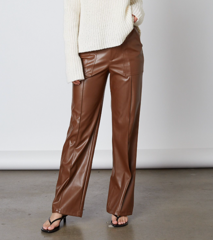 High Waist Faux Leather Trouser | Parallel Trouser – motelrocks.com