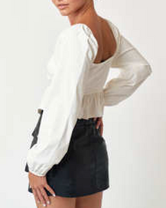 Long Sleeve Rosette Peplum Top