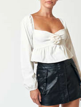 Load image into Gallery viewer, Long Sleeve Rosette Peplum Top