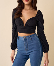 Load image into Gallery viewer, Long Sleeve V Neck Crop Top