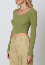 Load image into Gallery viewer, Scoop Neck Ribbed Long Sleeve Top