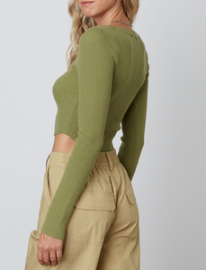 Scoop Neck Ribbed Long Sleeve Top