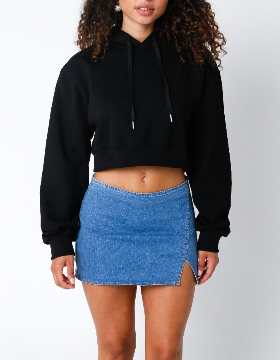 Cropped hoodie discount with drawstring