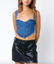 Load image into Gallery viewer, Sleeveless Denim Bustier Top