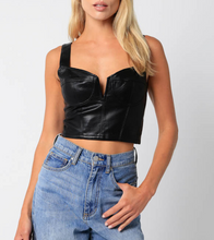Load image into Gallery viewer, Vegan Leather Corset Crop Top