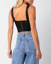 Load image into Gallery viewer, Vegan Leather Corset Crop Top