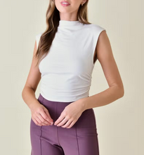 Load image into Gallery viewer, Mock Neck Cap Sleeve Ruched Crop Top