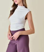 Load image into Gallery viewer, Mock Neck Cap Sleeve Ruched Crop Top