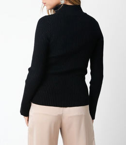 Long Sleeve Ribbed Zip Up Sweater