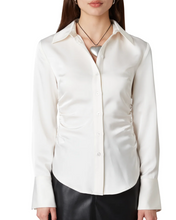 Load image into Gallery viewer, Collared Button Down Ruched Top