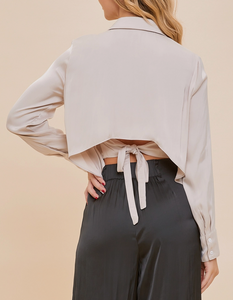 Back Tie Button Up Cropped Top