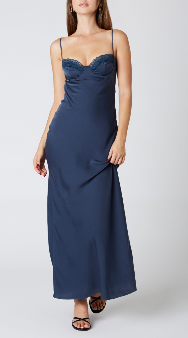 Lace Trim Open Back Maxi Dress