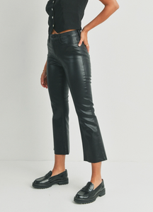 Cropped Kick Flare Coated Jeans