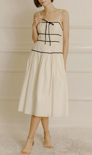 Sleeveless Contrast Lining Midi Dress