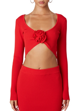 Load image into Gallery viewer, Long Sleeve Rosette Crop Top