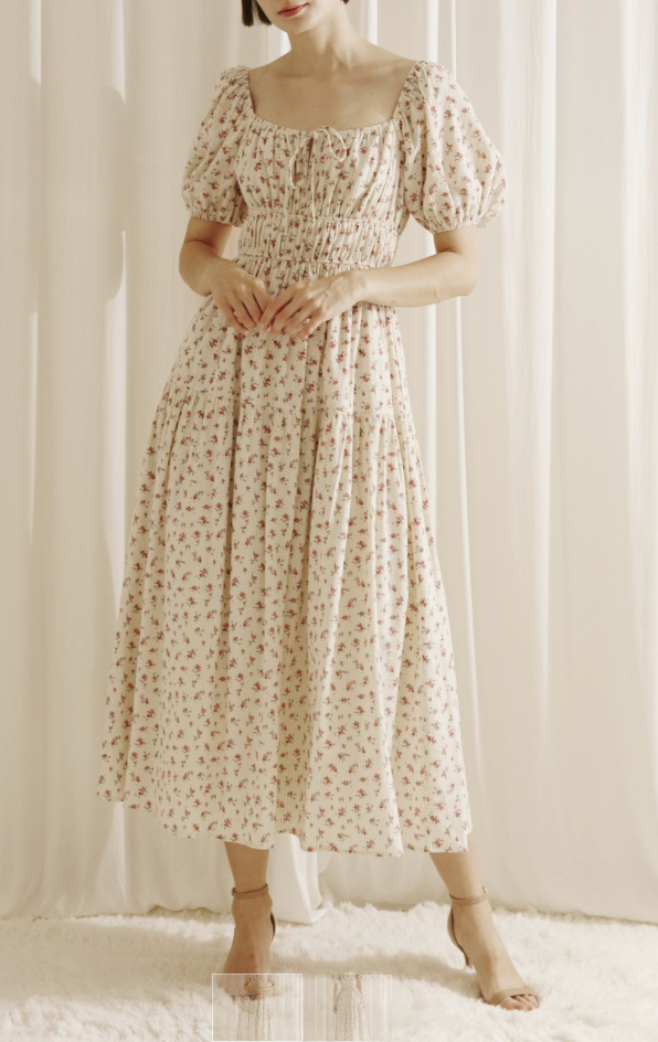 Puff Sleeve Floral Maxi Dress
