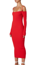 Load image into Gallery viewer, Long Sleeve Off Shoulder Knit Midi Dress