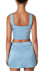 Sleeveless Linen Tie Front Corset Top