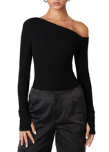 Load image into Gallery viewer, One Shoulder Long Sleeve Ribbed Top