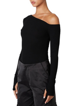 Load image into Gallery viewer, One Shoulder Long Sleeve Ribbed Top