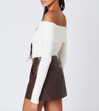 Load image into Gallery viewer, High Waisted Leather Mini Skort