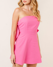 Load image into Gallery viewer, Strapless Flare Bow Mini Dress