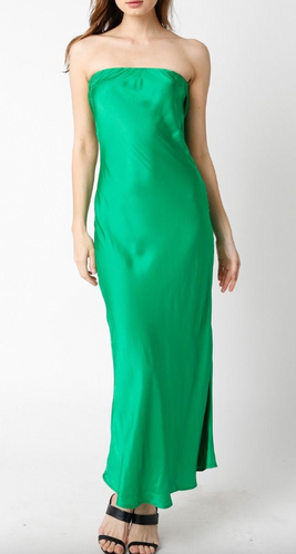 Strapless Cut Out Cowl Back Maxi Dress