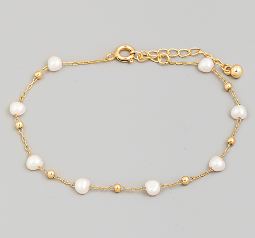 Pearl Station Beaded Chain Bracelet