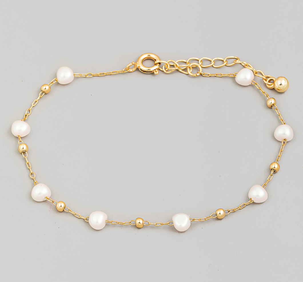 Pearl Station Beaded Chain Bracelet