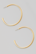 Load image into Gallery viewer, Thin Flat Metallic Hoop Earrings