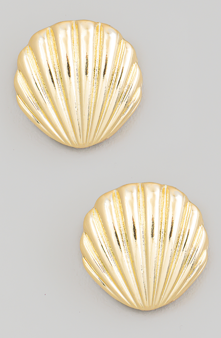 Metallic Seashell Clasp Earrings