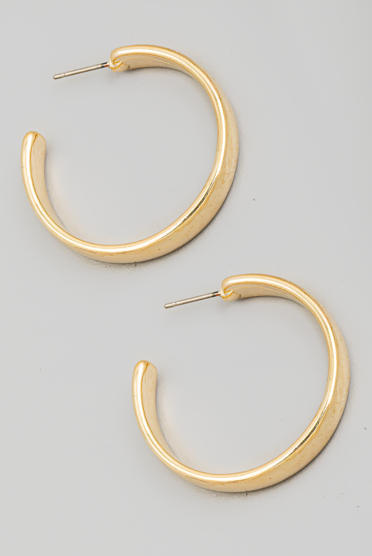 Flat Wide Metallic Hoop Earrings