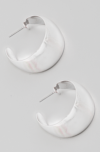 Wide Rounded Metallic Hoop Earrings