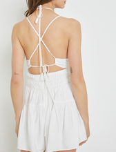 Load image into Gallery viewer, Sleeveless Shirred Drawstring Back Romper