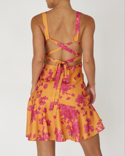 Load image into Gallery viewer, Floral Tie Back Flare Mini Dress