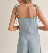 Load image into Gallery viewer, Tie Shoulder Chambray Top