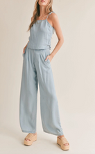 Load image into Gallery viewer, High Waisted Wide Leg Chambray Pants