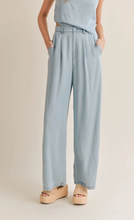 Load image into Gallery viewer, High Waisted Wide Leg Chambray Pants