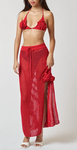 Crochet Rosette Skirt Set