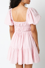 Load image into Gallery viewer, Puff Sleeve Eyelet Flare Mini Dress