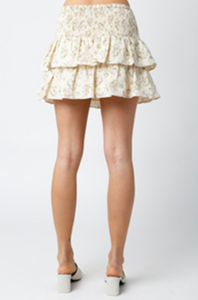 Smocked Ruffle Mini Skirt