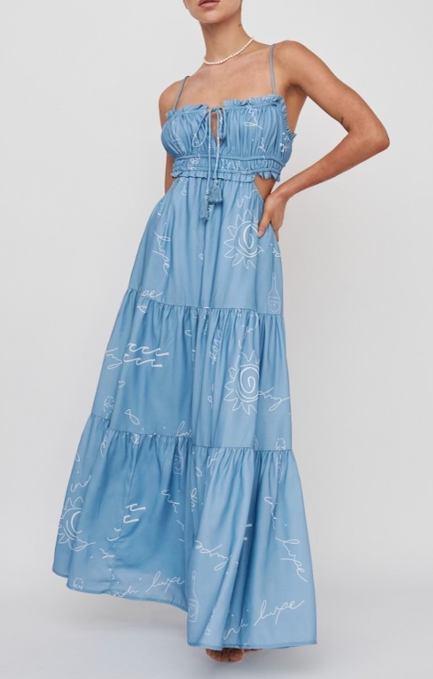 Tie Front Tiered Maxi Dress