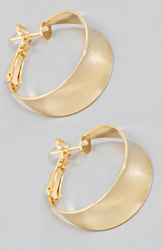 Wide Metallic Latch Hoop Earrings