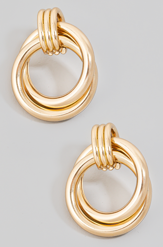 Double Ring Twist Drop Earrings