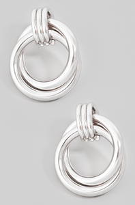 Double Ring Twist Drop Earrings