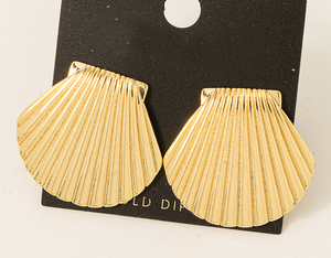 Gold Dipped Seashell Shield Earrings