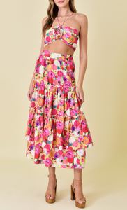 High Waist Floral Maxi Skirt